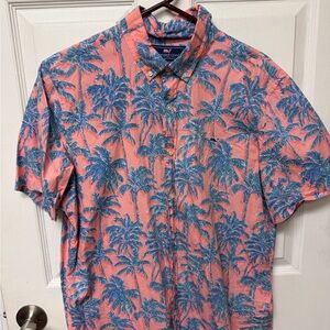 Vineyard Vines Men's Slim Fit Whale Shirt - Pink Palm Tree Print - Size Large